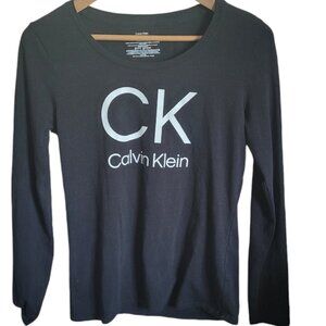 Women's Black Calvin Klein sleepwear long sleeve top size S